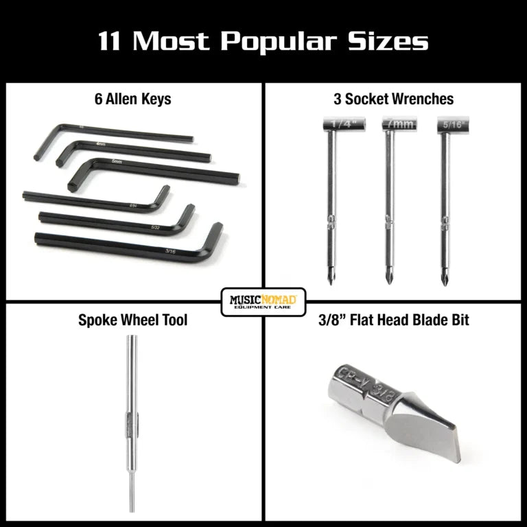 MusicNomad Premium Guitar Tech Truss Rod Wrench Set – 11 pcs.