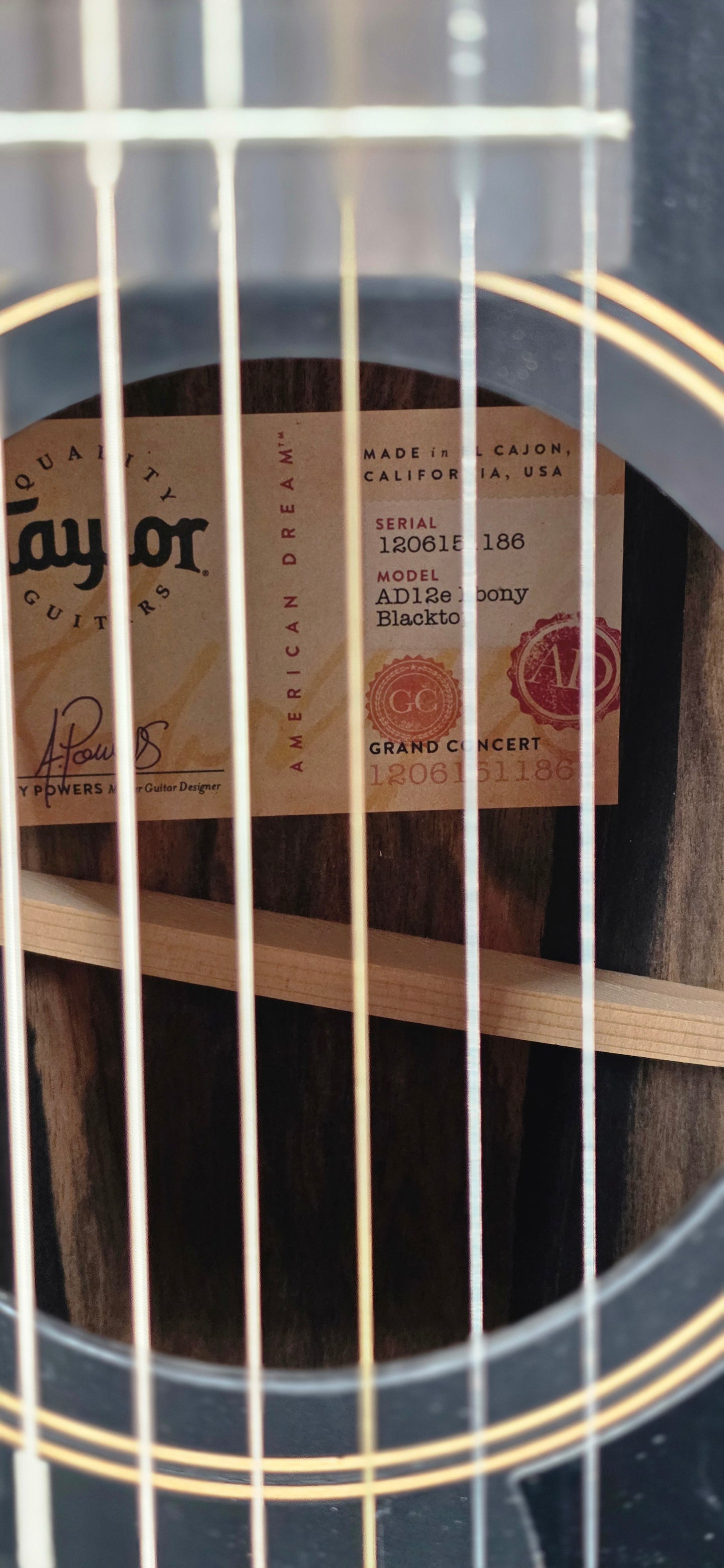 Taylor - AD12E - Ebony Black Top